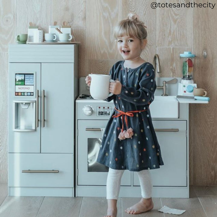 Teamson Kids Little Chef Charlotte Modern Play Kitchen, Silver Gray/Gold