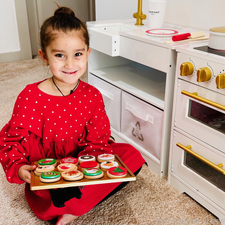 Teamson Kids Play Cuttable Christmas Cookies Baking & Decorating Set, Multi