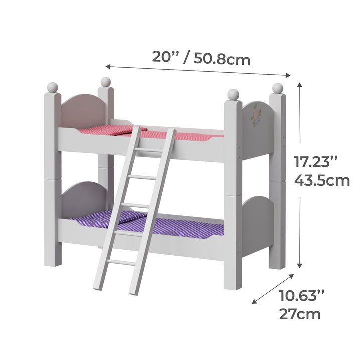 Olivia's Little World Polka Dots Princess 18" Dolls Bunk Bed, White