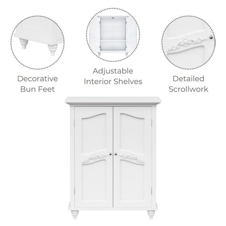 Teamson Home Versailles Floor Cabinet with 2 Shelves, White