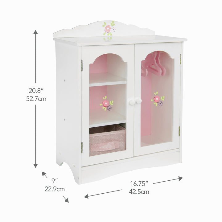 Olivia's Little World Little Princess Toy Closet with Hangers for 18" Dolls, Gray/Pink