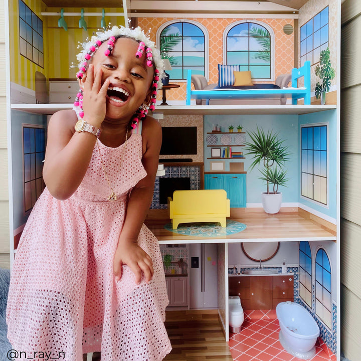 Olivia's Little World Wooden Dreamland Mediterranean Dollhouse Set -FINAL SALE