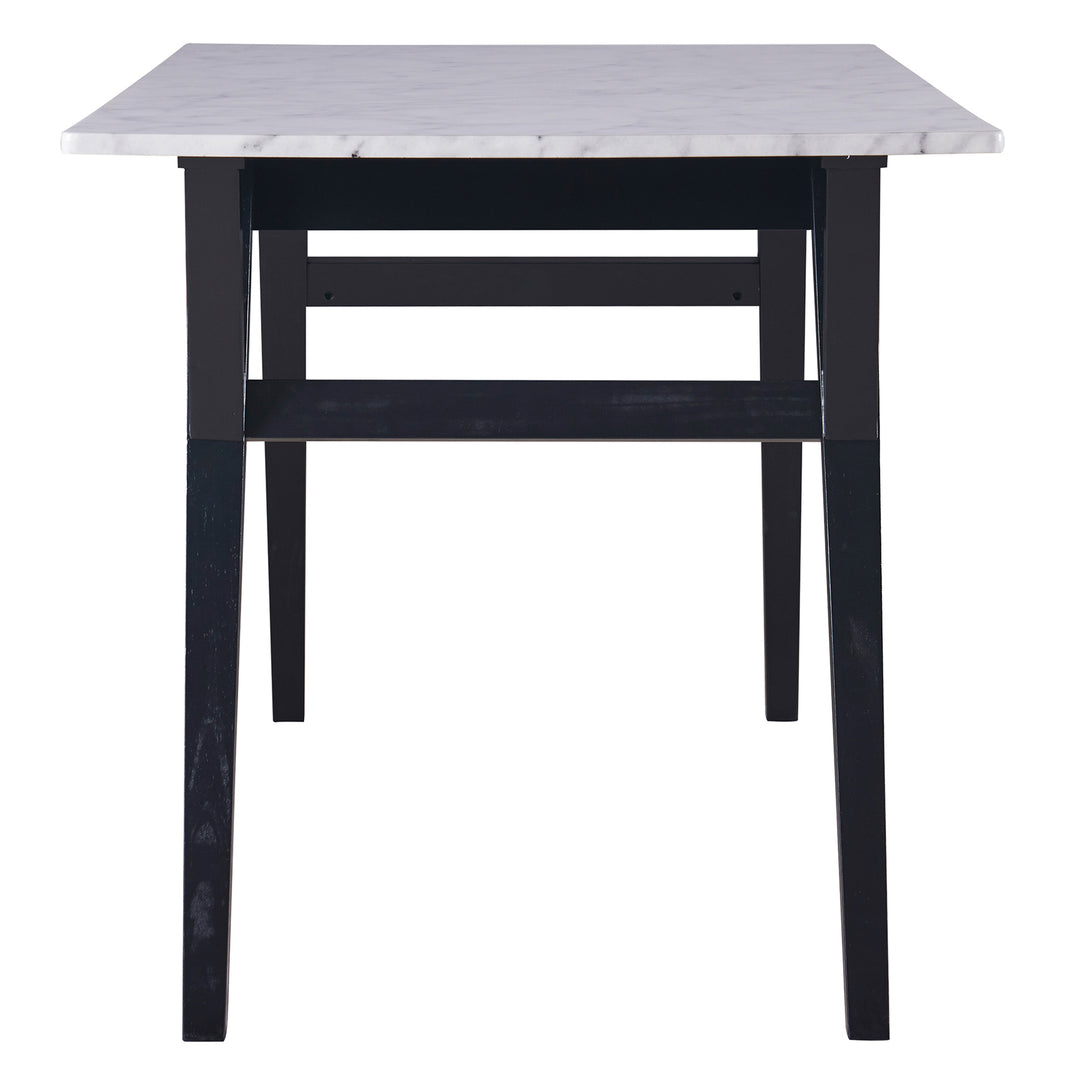 Teamson Home Ashton Rectangular Marble-Look Dining Table with Wood Base, Marble/Black -FINAL SALE