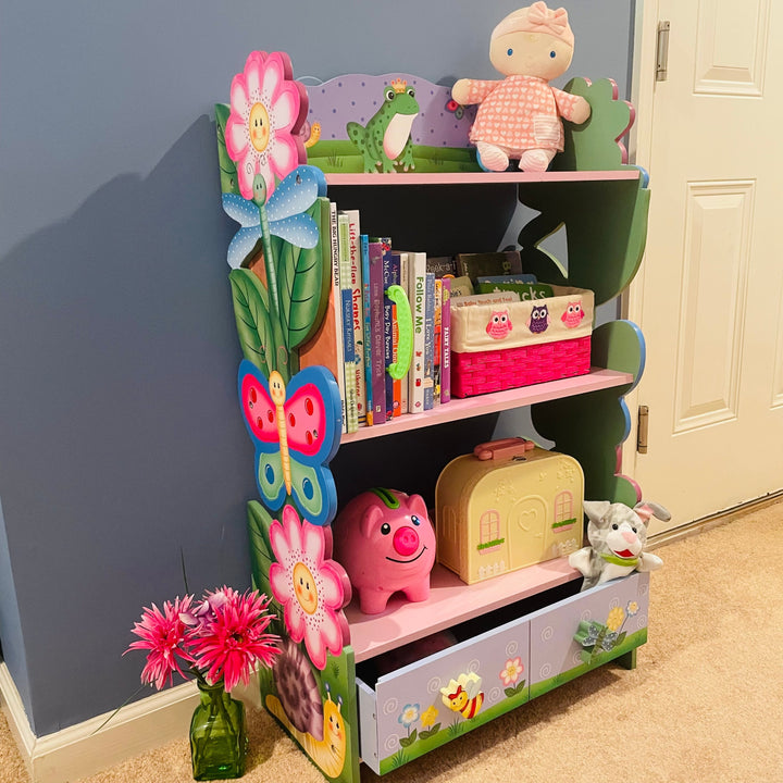 Fantasy Fields Magic Garden Kids 3-Tier Bookshelf & Drawer, Multi