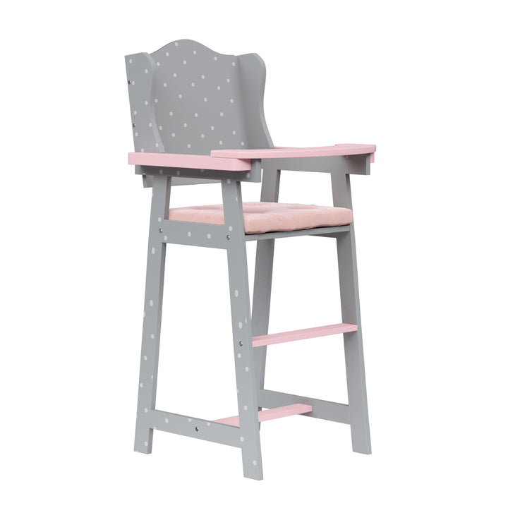 Olivia's Little World Polka Dots Princess Kids Baby Dolls High Chair, Gray