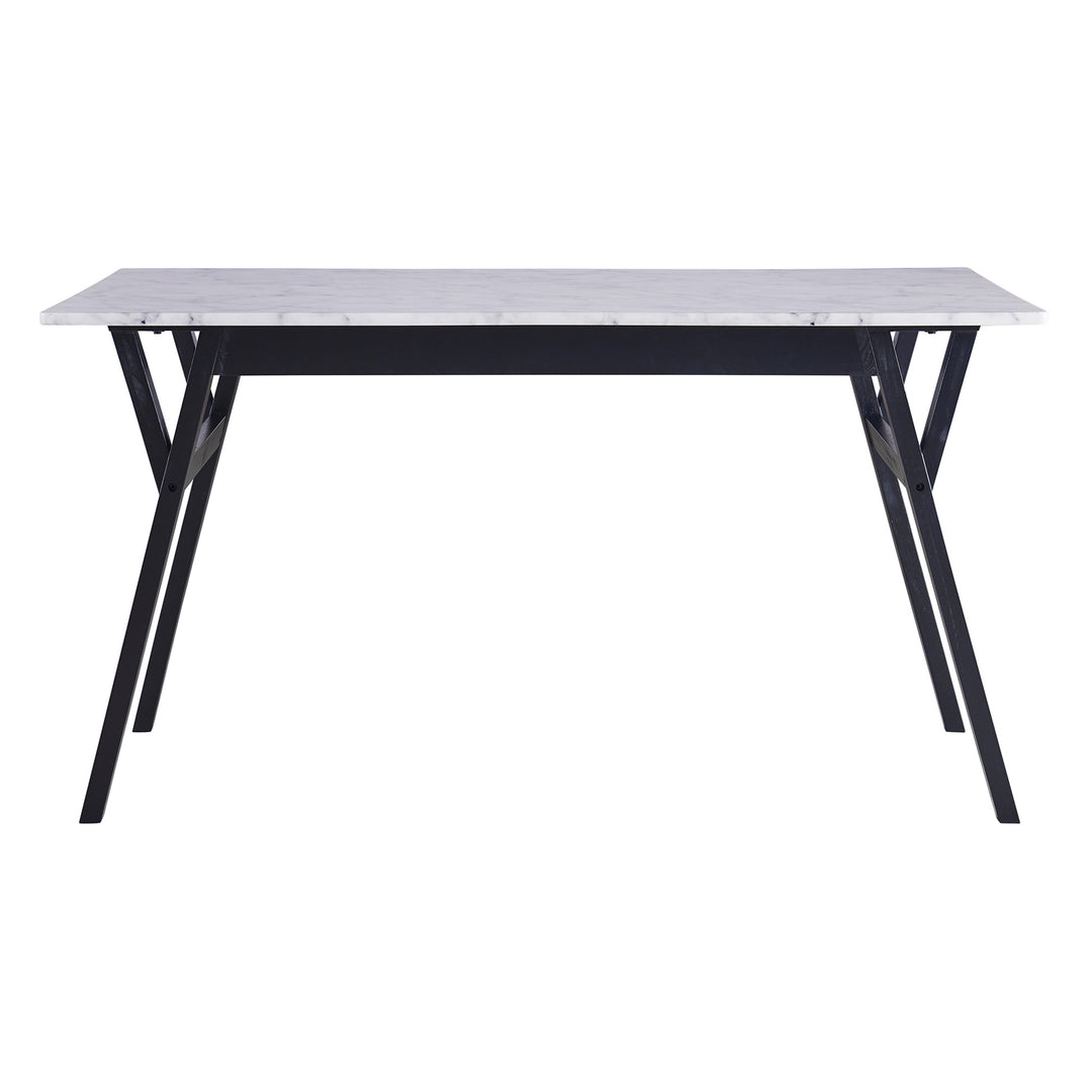 Teamson Home Ashton Rectangular Marble-Look Dining Table with Wood Base, Marble/Black -FINAL SALE