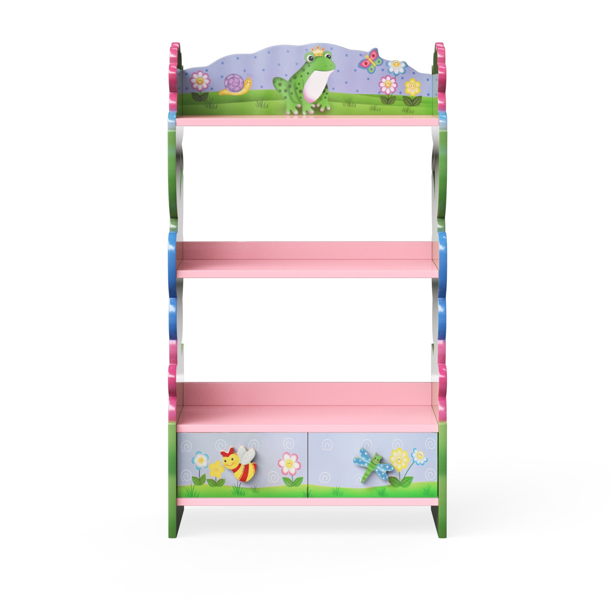 Fantasy Fields Magic Garden Kids 3-Tier Bookshelf & Drawer, Multi