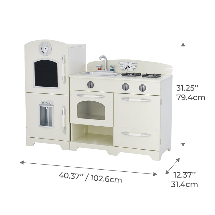 Teamson Kids Little Chef Fairfield Retro Kids Kitchen Playset with Refrigerator, Ivory