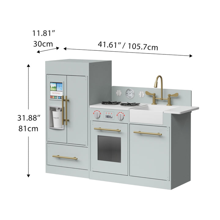 Teamson Kids Little Chef Charlotte Modern Play Kitchen, Silver Gray/Gold
