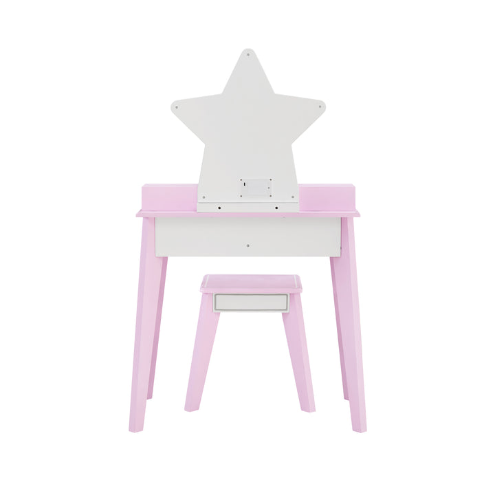 View from behind of the Little Princess Star Vanity with LED Illuminated Mirror