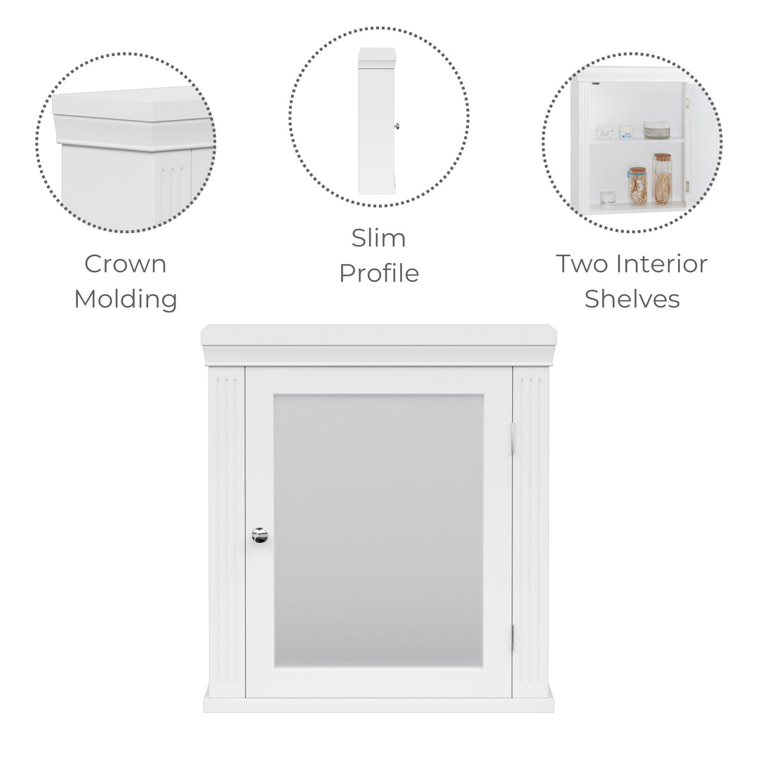 Teamson Home Removable Medicine Cabinet with Mirrored Door, White