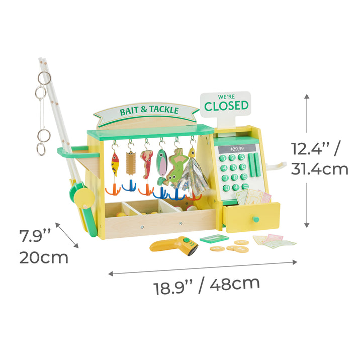 Teamson Kids My Little Helper Fishing Shop dimensions in inches and centimeters