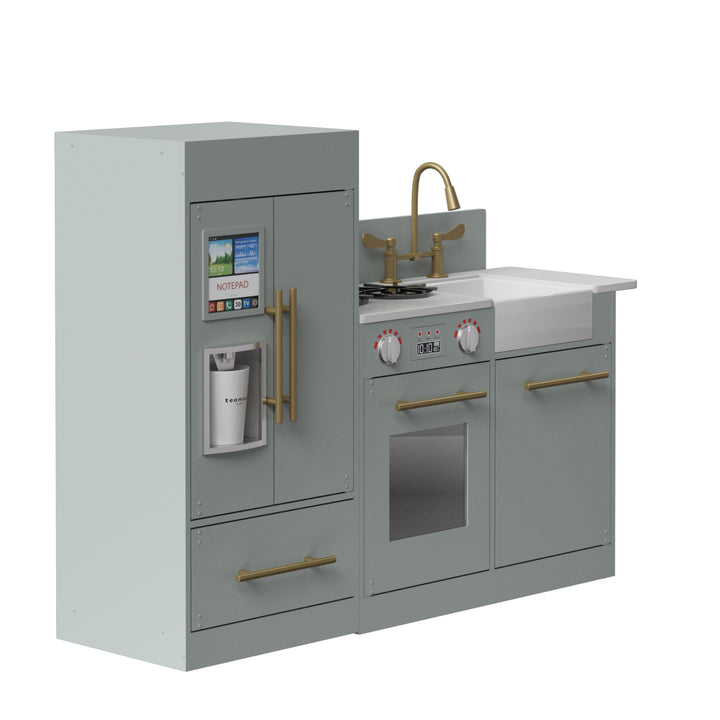 Teamson Kids Little Chef Charlotte Modern Play Kitchen, Silver Gray/Gold