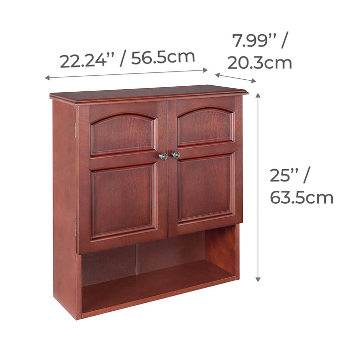The cabinet is shown with dimensions, just under 8 inches in depth for a low profile.