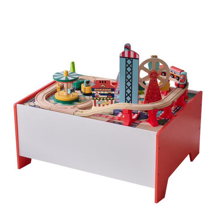 Teamson Kids Florida Amusement Park Wooden Activity Table with 6 Mini-Games