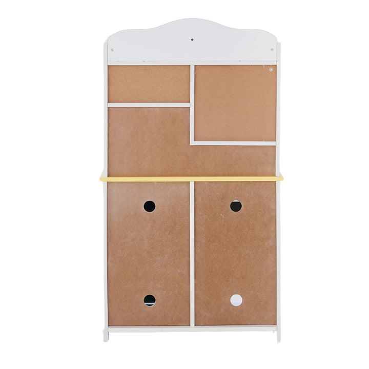 A backview of a play kitchen
