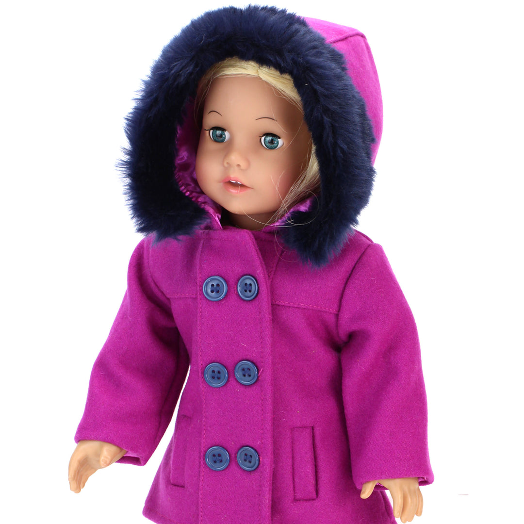 Sophia's 3 Piece Peacoat, Leggings and Boots Set for 18'' Dolls, Magenta