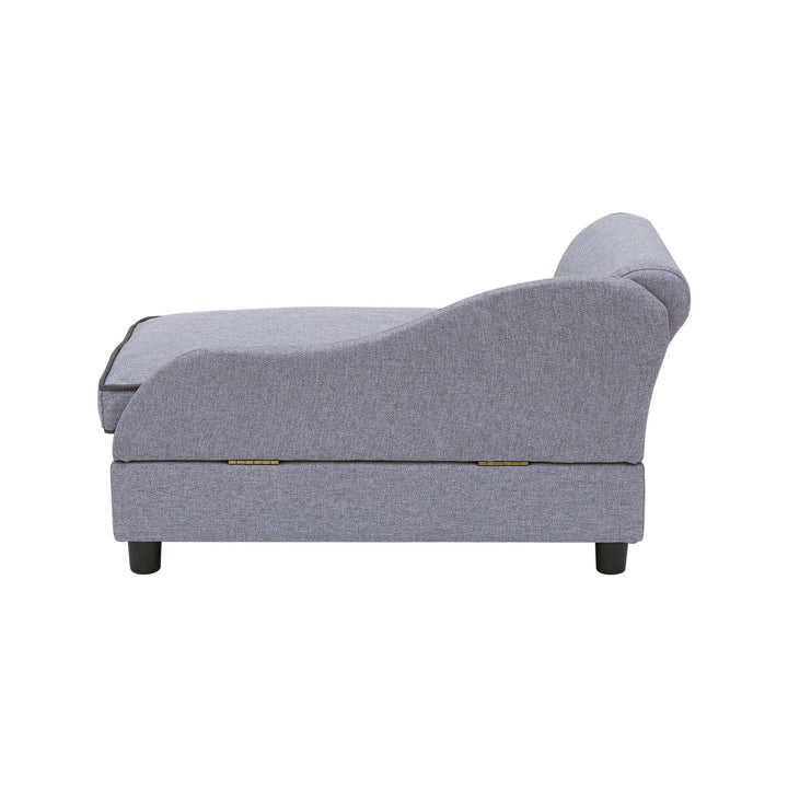 Teamson Pets Ivan Chaise Lounge Dog Bed with Storage for Cats & Small Dogs, Gray