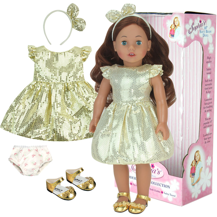 Sophia's Posable 18'' Soft Bodied Vinyl Doll "Carly" with Auburn Hair and Blue Eyes, Light Skin Tone