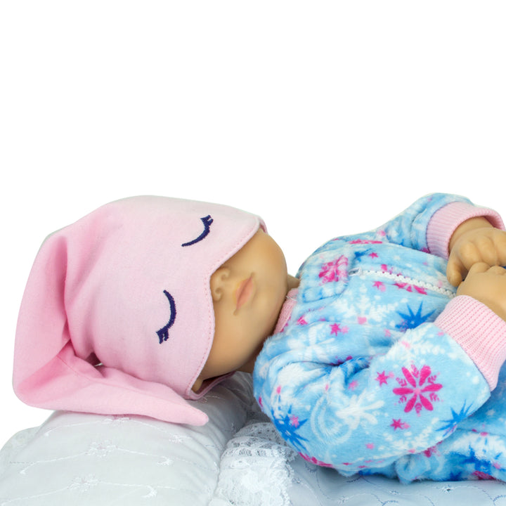 Sophia's - 15" Doll - Print Fleece Sleeper & Hat - Light Blue