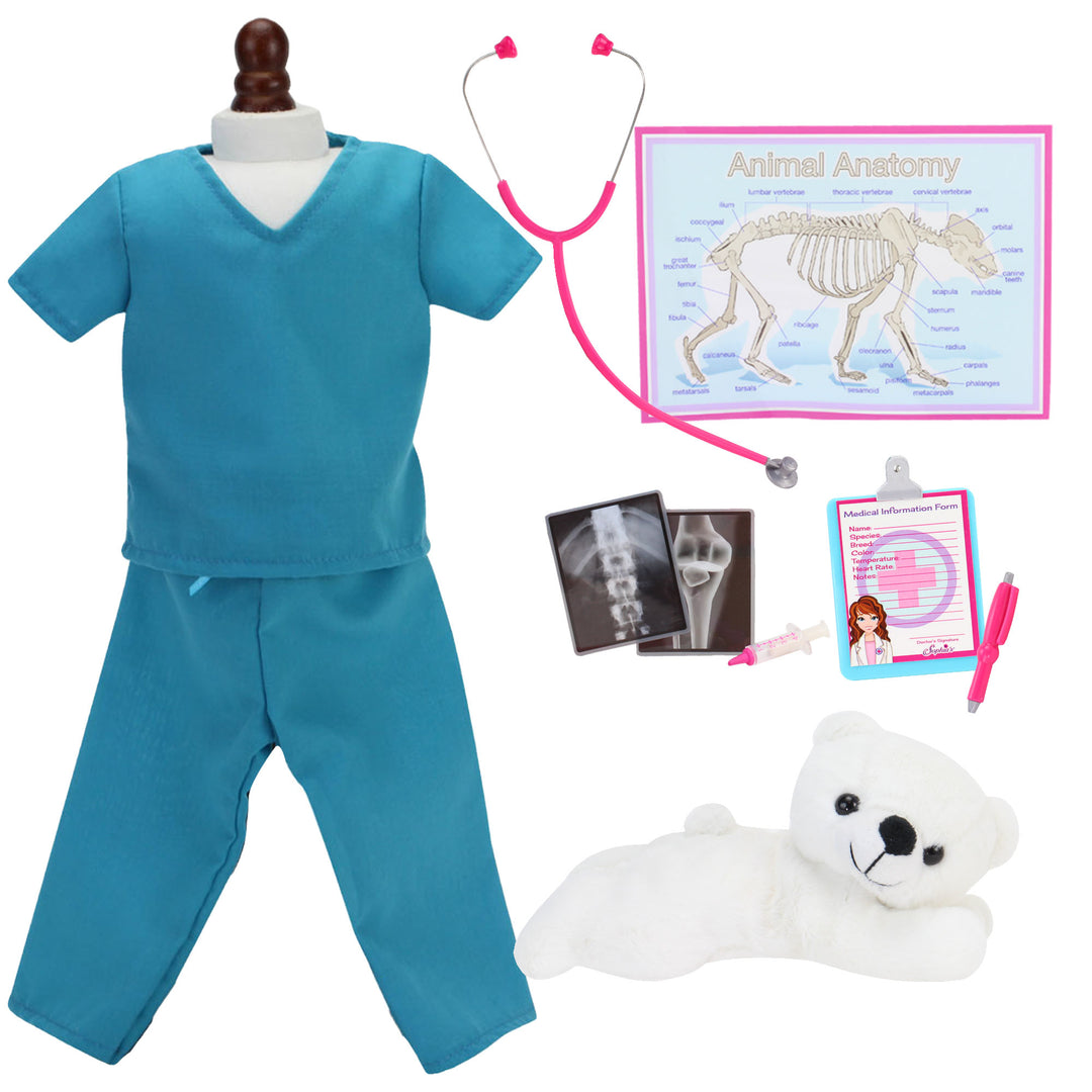 Sophia's - 18" Doll - 11 pcs Smithsonian Veterinarian Polar Bear Set- Teal