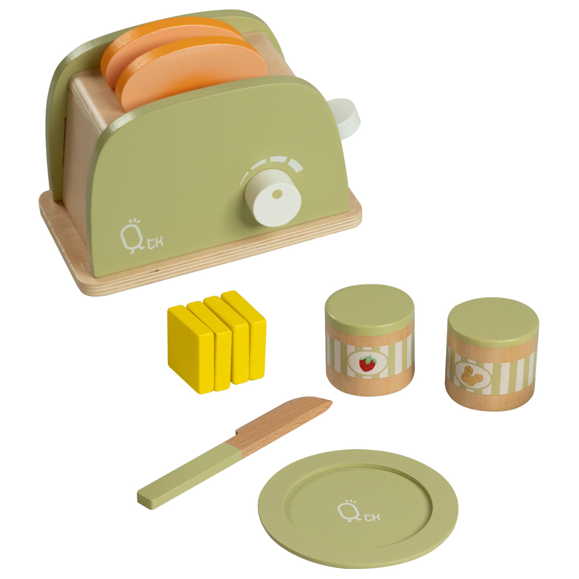 Teamson Kids Little Chef Frankfurt Wooden Mixer Play Kitchen Accessories, Green