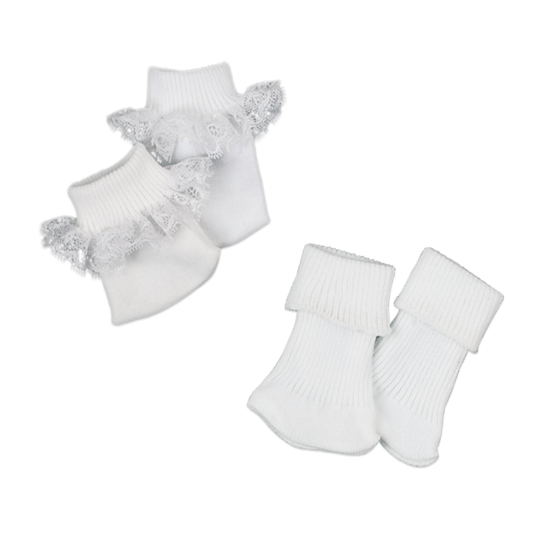 Sophia's 2 Pack of Socks, 1 with Lace Trim for 18'' Dolls, White