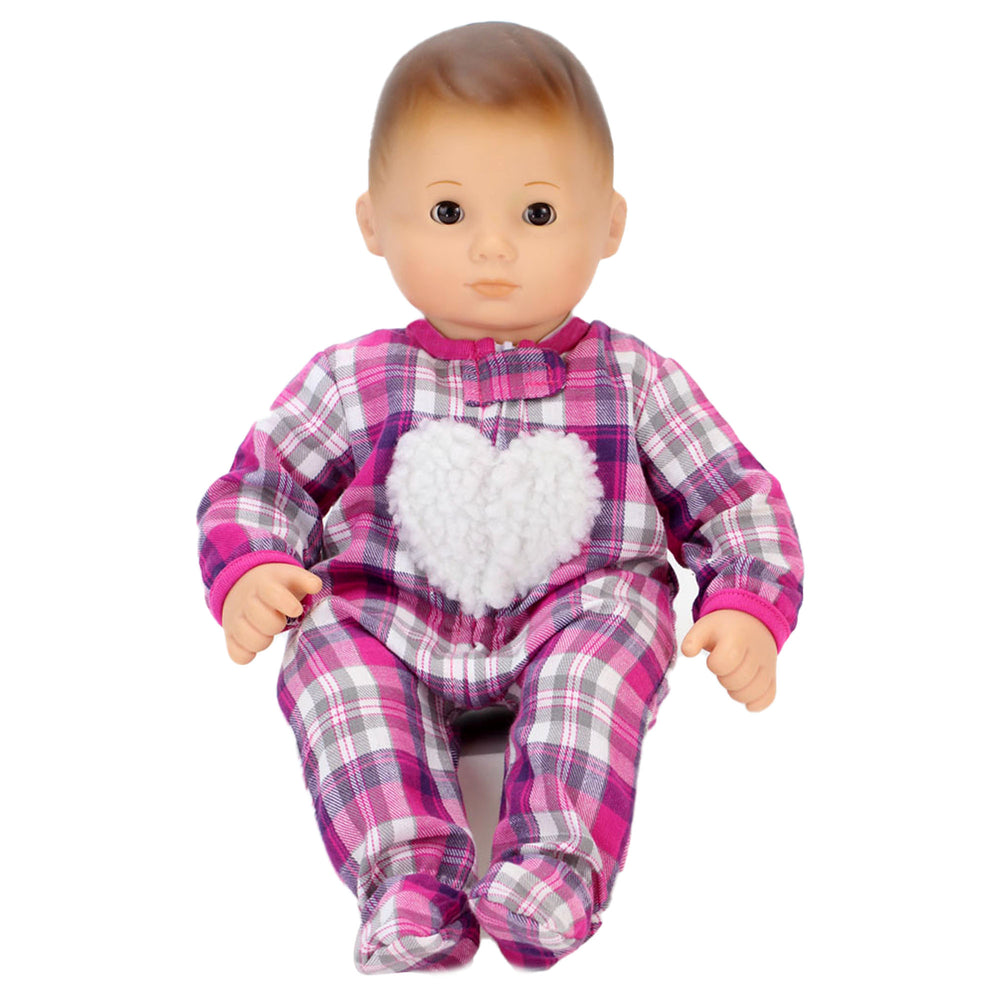 Sophia's - 15" Doll - Flannel Sleeper w/ Heart - Hot Pink