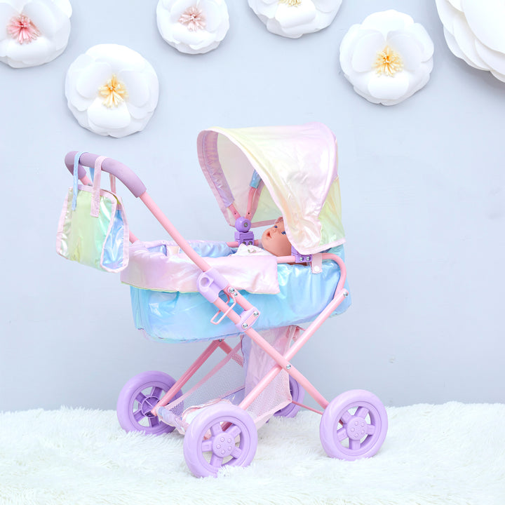 Olivia’s Little World Magical Dreamland Deluxe Baby Doll Stroller and Carrier, Iridescent