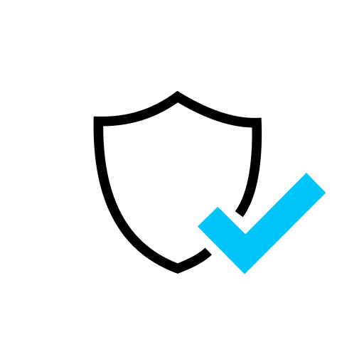 A logo featuring a white shield with a dark blue outline and a stylized dark blue "X" with a light blue accent in the center.