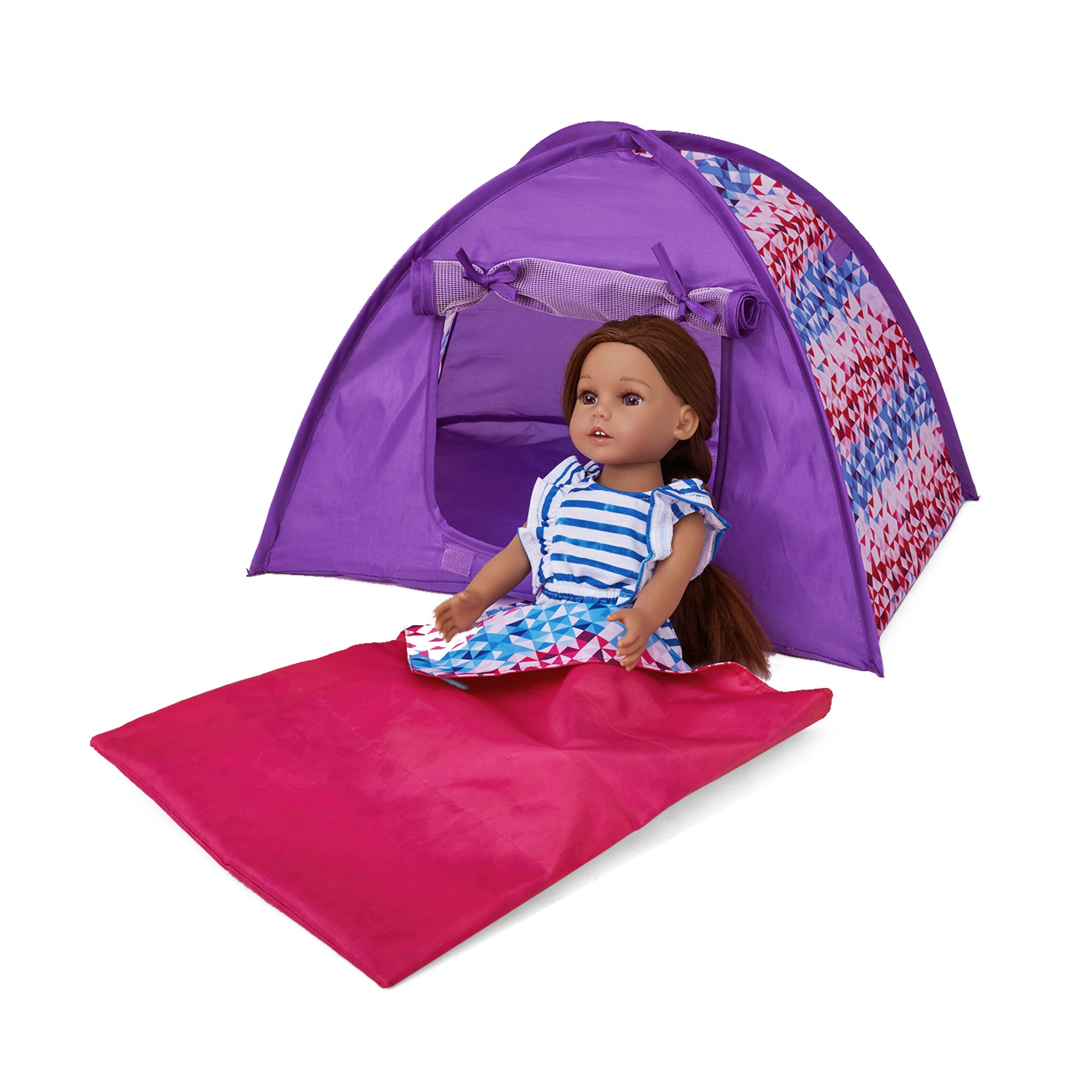 Sophia's Tent and Sleeping Bag Set for 18 Dolls, Purple/Pink