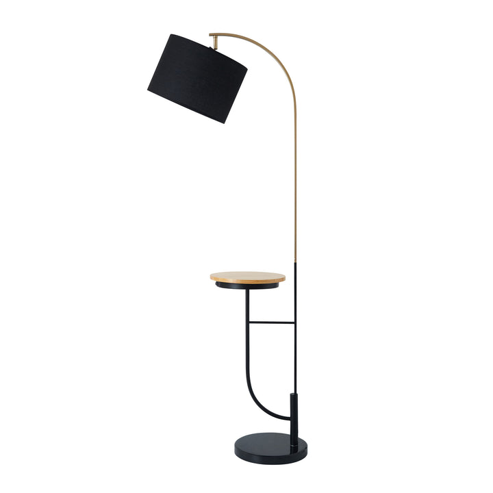 Teamson Home Danna Floor Lamp with Marble Base and Built-In Table, Black