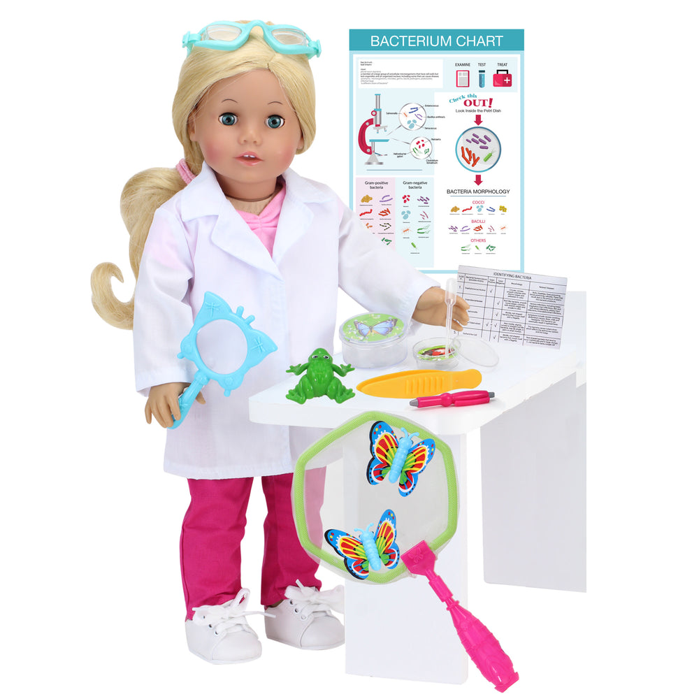 Sophia's - 18" Doll - 14 pcs Smithsonian Biologist Set - White