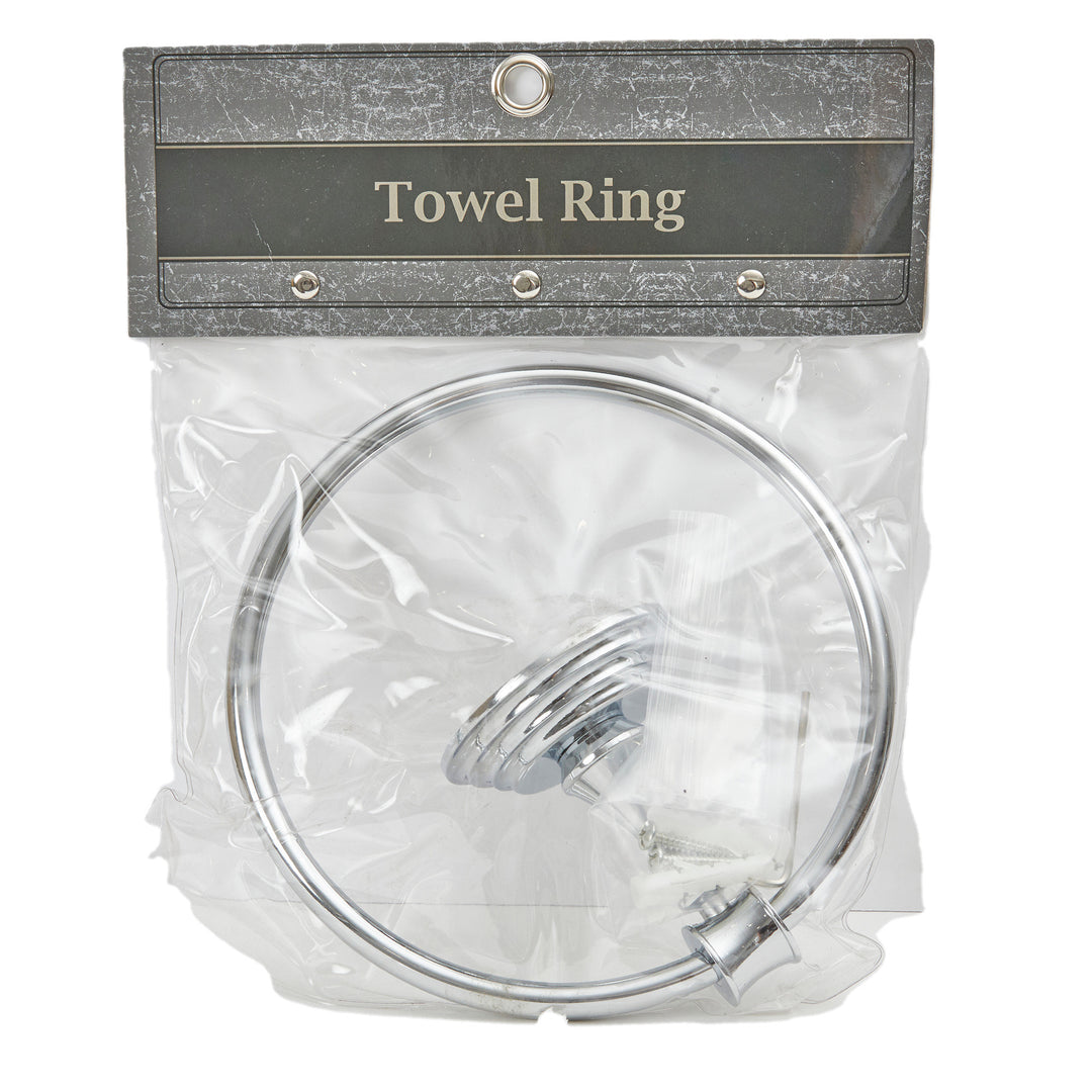 Teamson Home Wall Mounted Towel Ring, Chrome, in packaging