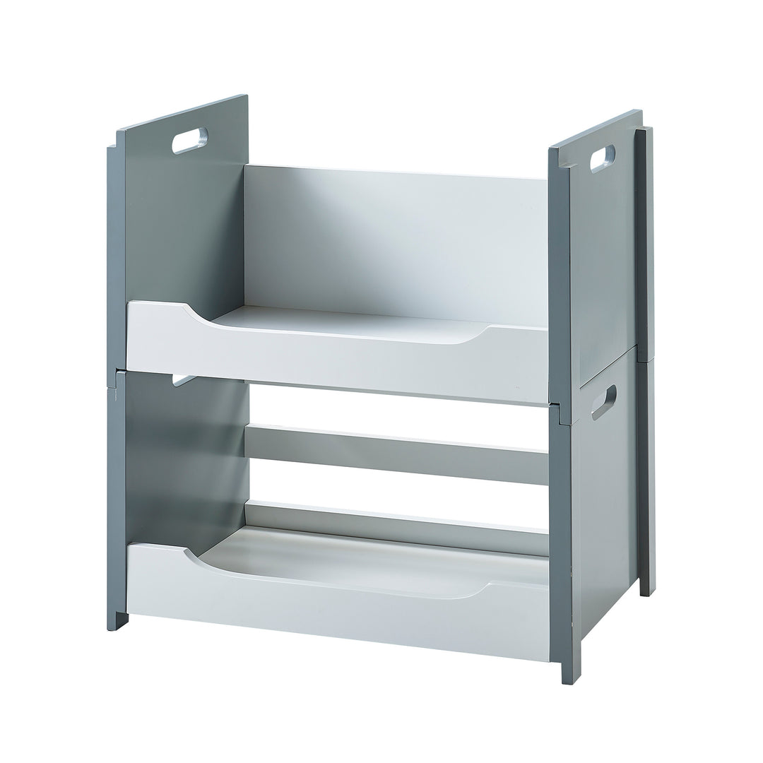 Teamson Home Stacking Storage Unit with Handles, Gray/White