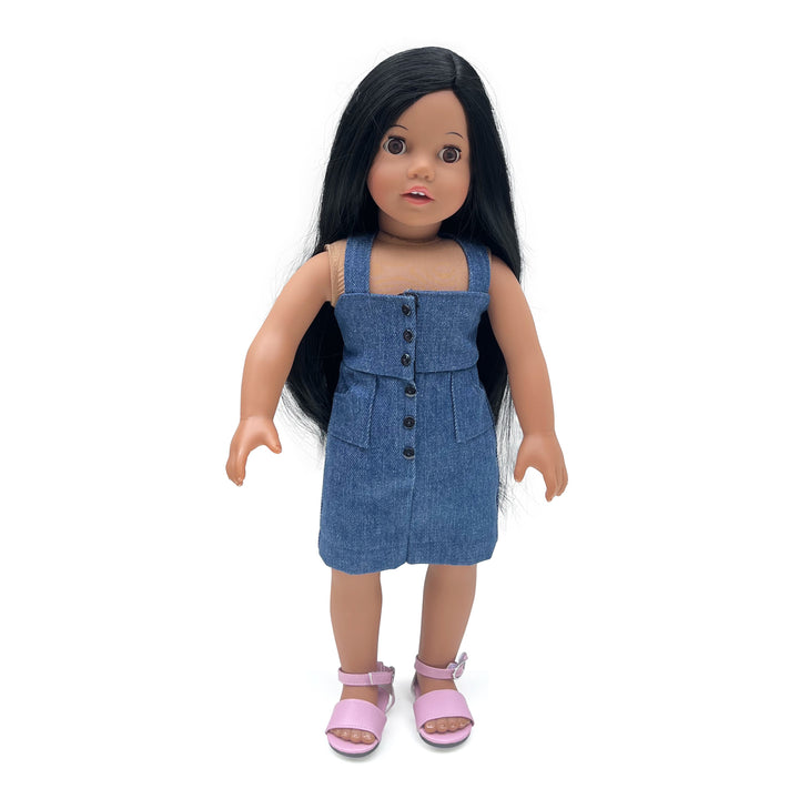 Sophias Posable Soft Bodied 18 Doll Julia with Dark Brown Hair & Brown Eyes, Medium Skin Tone
