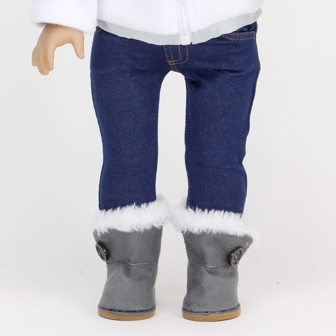 Sophia's Nylon/Fleece Jacket and Boots for 18" Dolls, White/Gray