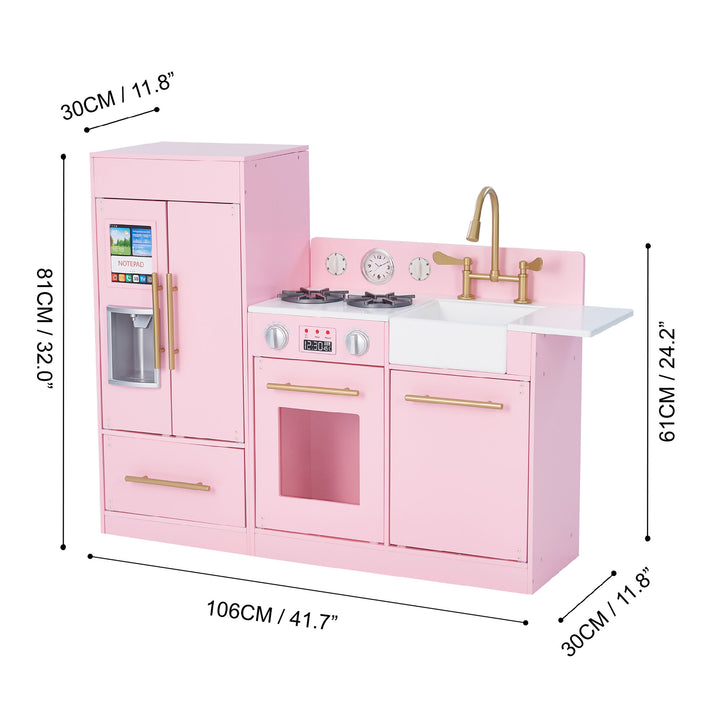 Teamson Kids Little Chef Chelsea Play Kitchen & Refrigerator Set, Pink