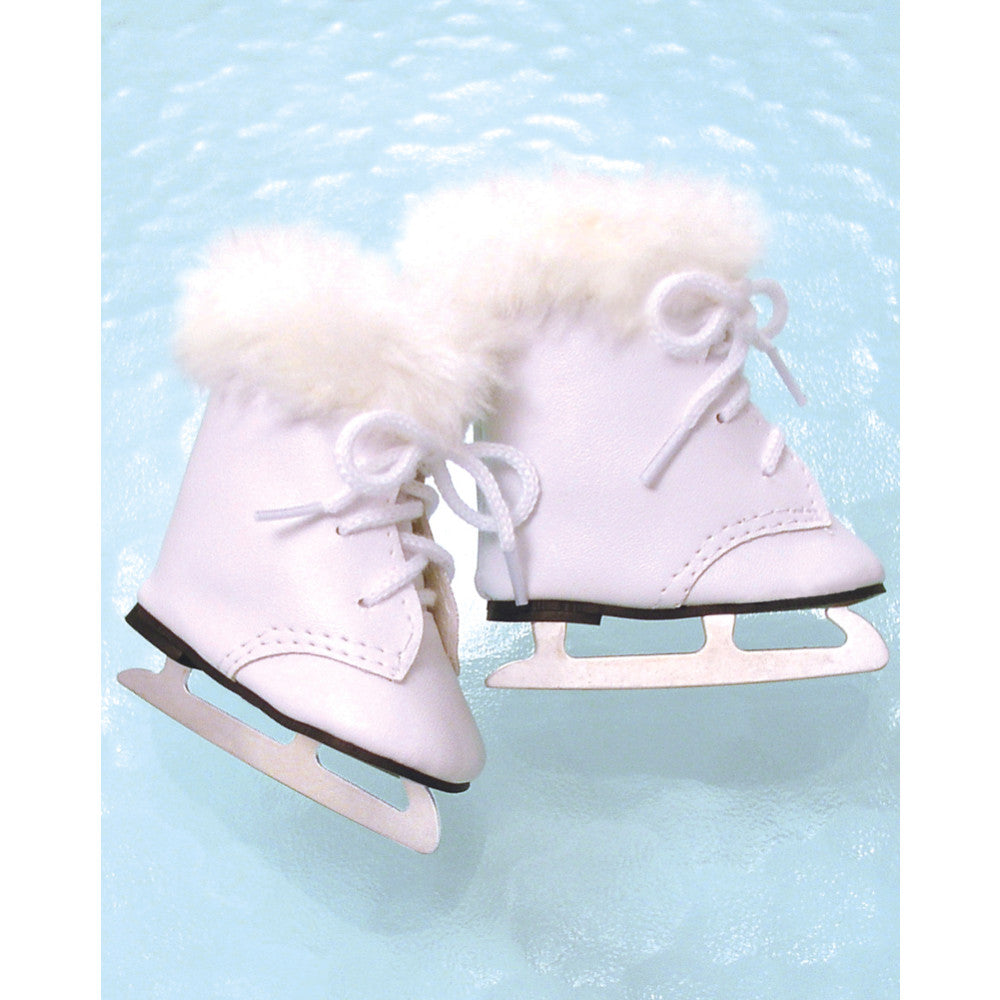 Sophias Realistic Gender-Neutral Lace-Up Ice Skates with White faux f