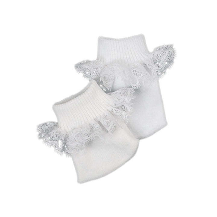 Sophia's 2 Pack of Socks, 1 with Lace Trim for 18'' Dolls, White