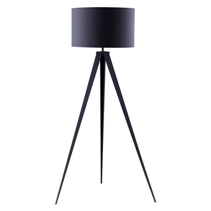 A versatile Teamson Home Romanza 62" Postmodern Tripod Floor Lamp with Drum Shade, Gray.