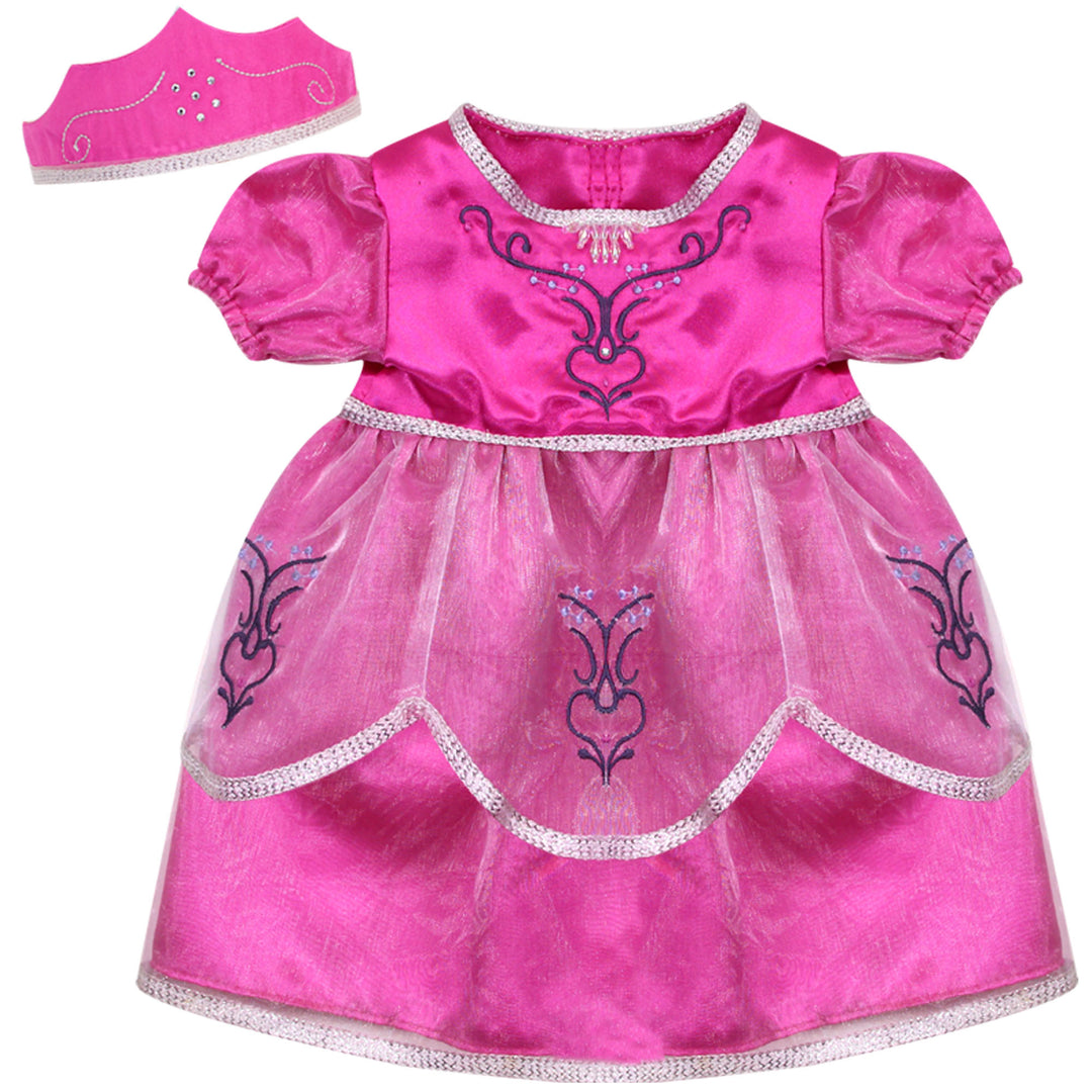 Sophia’s Princess Dress & Matching Crown Costume Set for 15” Baby Dolls, Hot Pink