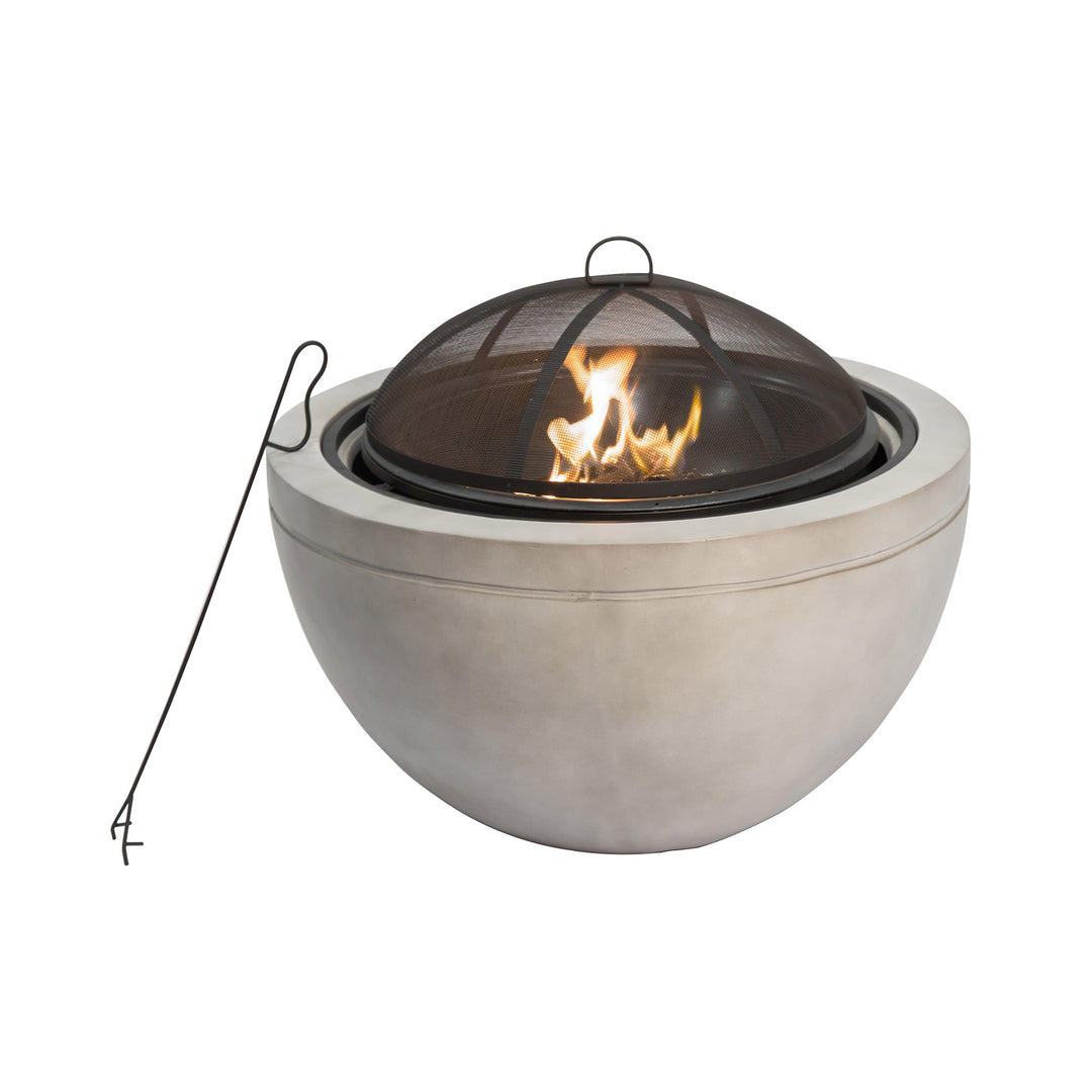 Teamson Home 30" Wood Burning Fire Pit with Faux Concrete Base in Gray