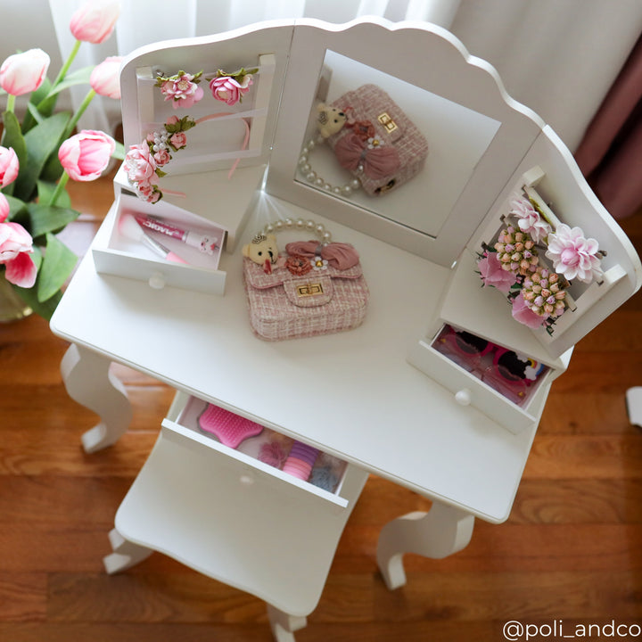 Fantasy Fields Little Princess Anna Kids Vanity Table & Stool,  White