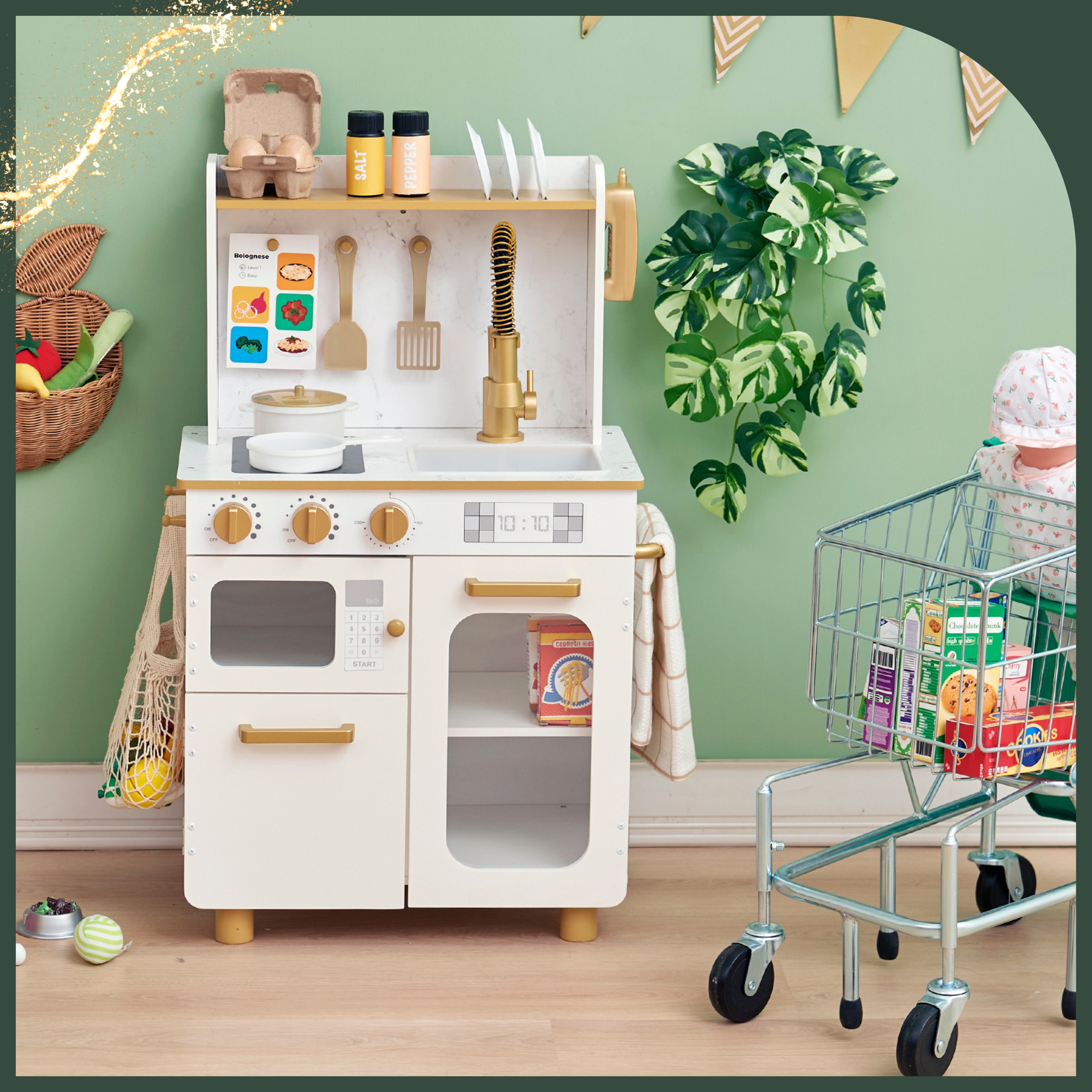the memphis white play kitchen includes accessories