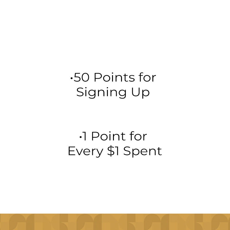 50 points for signing up. 1 point for every $1 spent