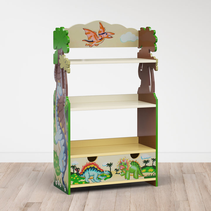 Fantasy Fields Dinosaur Kingdom Bookshelf with Storage Drawer, Multi