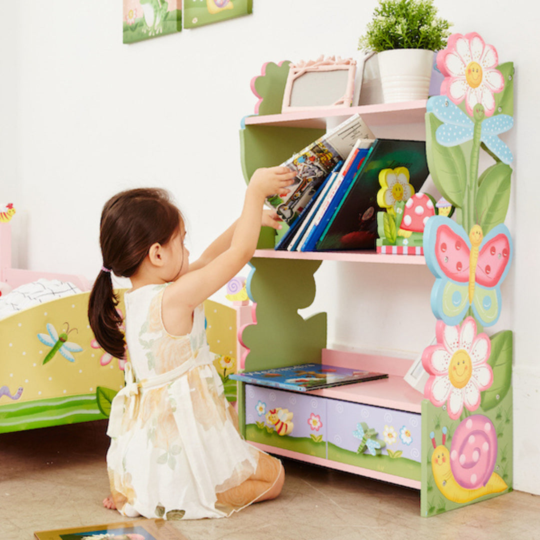 Libreria Montessori Per Bambini A Forma Di Albero - Con Ruote, 2 Ripiani, In Legno MDF, Bianco O Verde - Foto 13