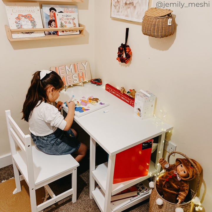 Fantasy Fields Play Desk with Shelves and Chair, White- FINAL SALE