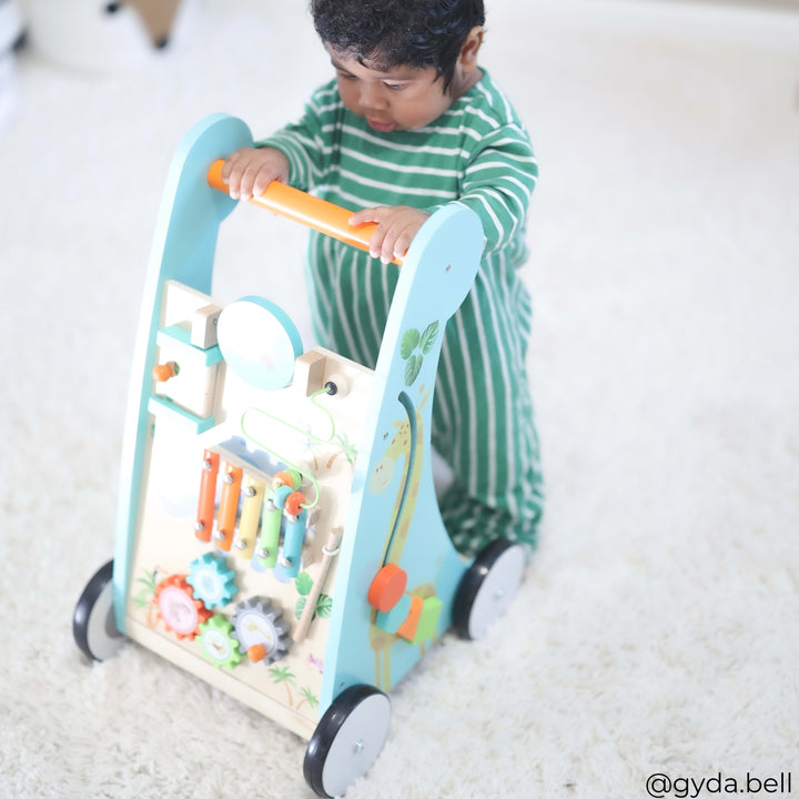 Preschool Play Lab Baby Walker and Activity Station, Natural/Blue